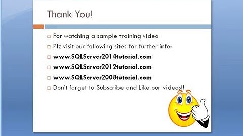 MS SQL Server 2014 training - MS SQL 2014 Agent