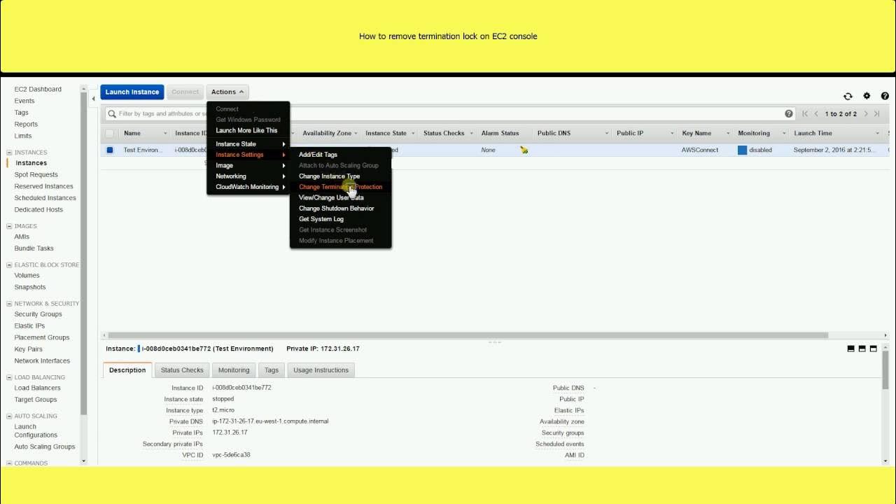 How to remove termination protection from an Amazon EC2 instance YouTube