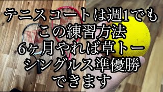 【社会人テニス】硬式テニス上手い人、長い人は絶対に見ないでください。初心者、軟式経験者必見‼︎この方法でシングルスCクラス準優勝しました。両手フォアハンドスライス、草トーBクラスシングルス優勝目指す