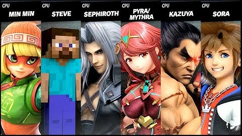 Min Min VS Steve VS Sephiroth VS Pyra / Mythra VS Kazuya VS Sora LV 9 CPU Super Smash Bros Ultimate