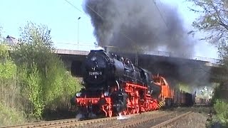Dampflok 52 8134  Lastprobefahrt mit schwerem Güterzug von Siegen nach Kreuztal