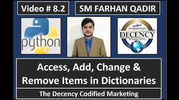 8.2 | Access, Add, Change & Remove Items in Dictionaries | #python #dictionary  #hindi #urdu