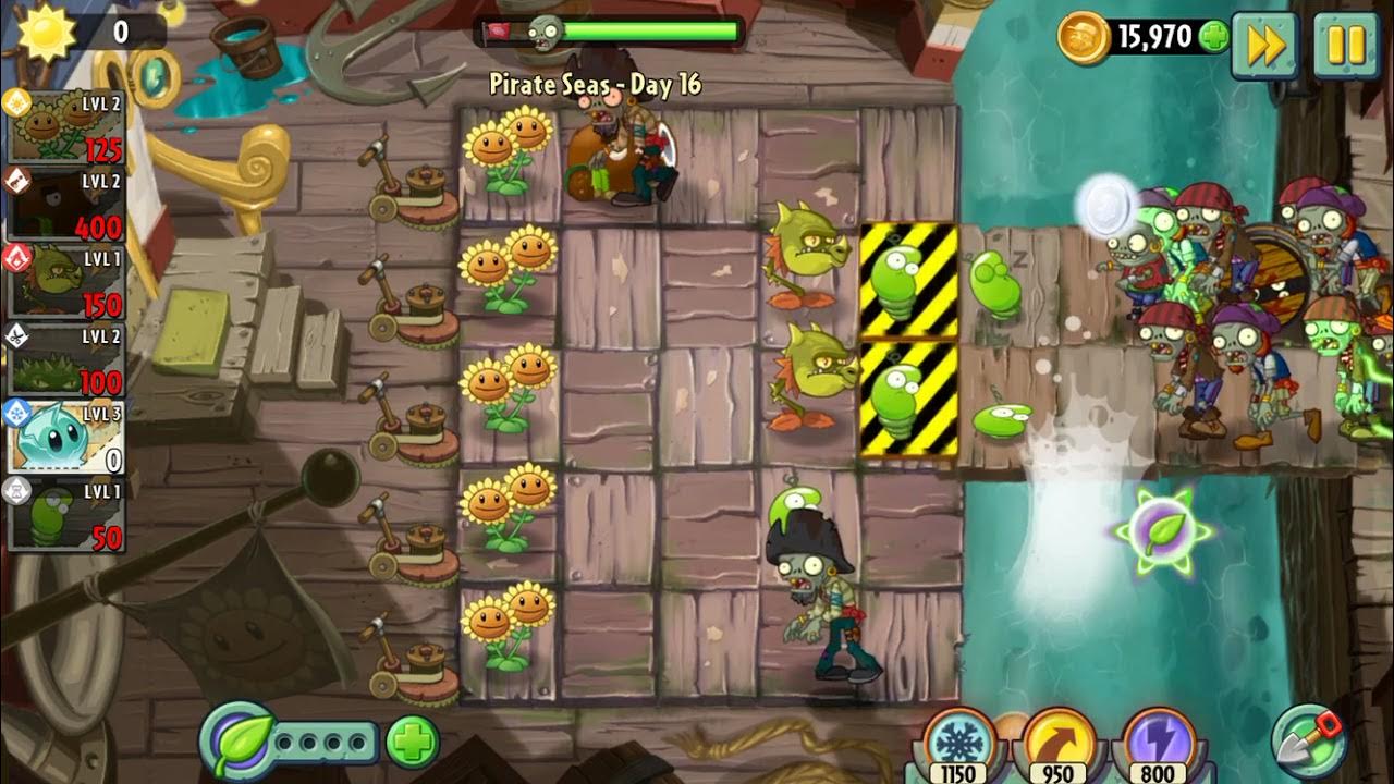 Plants vs Zombies 2 : Pirate Seas Day 16 Walkthrough 