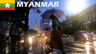 A Rainy Day Life in Myanmar City Yangon