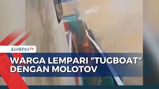 Viral! Warga Lempari Tugboat dengan Molotov di Jambi