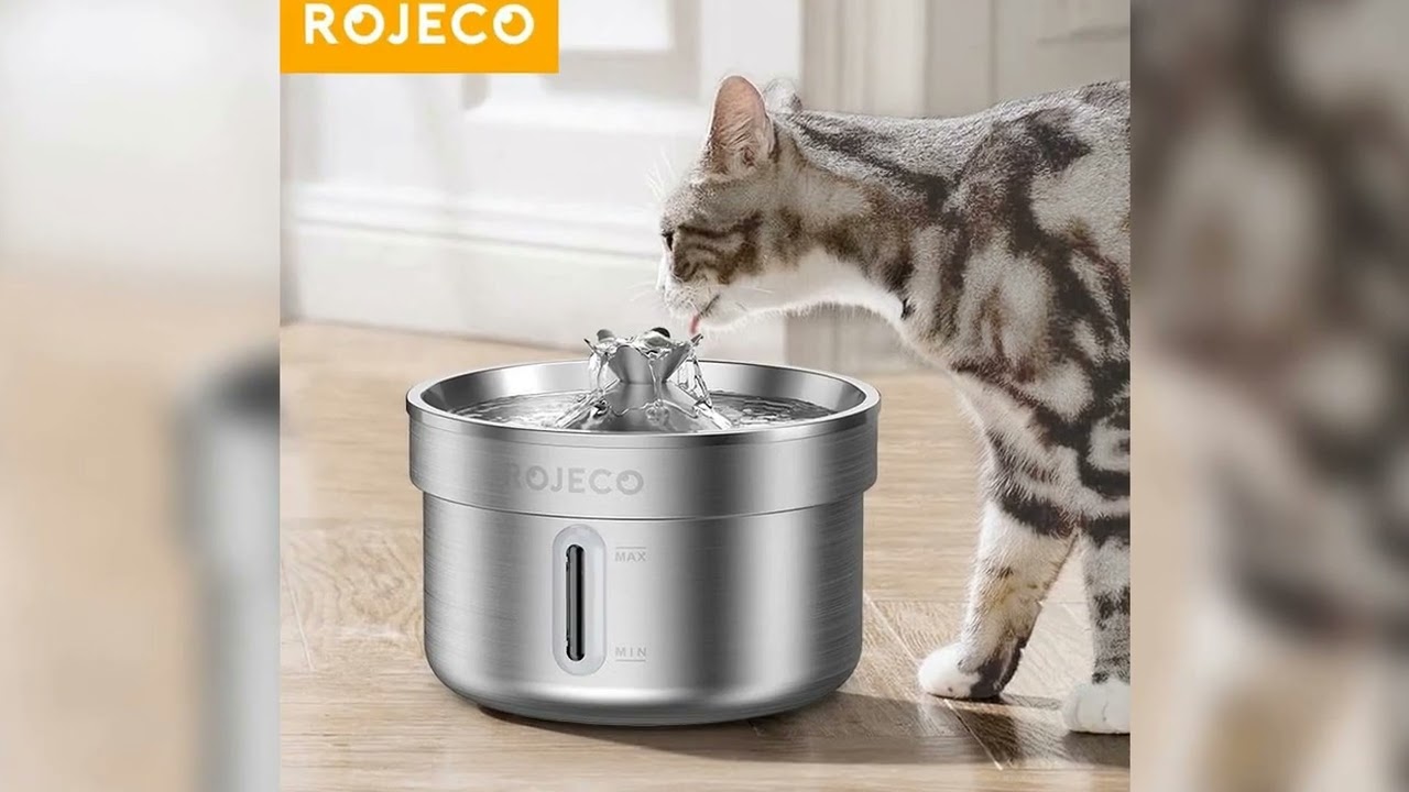 A must-have product! ROJECO Stainless Steel Pet Drinking Fountain Automatic Cat Water Fountain Sma