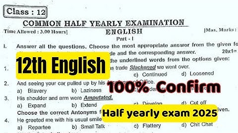 12th English-question paper half yearly exam 2024