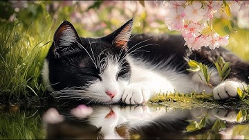 (No Ads) Cat Relaxing Music | Peaceful Harp & Purring Sounds to Soothe Your Feline 🐾