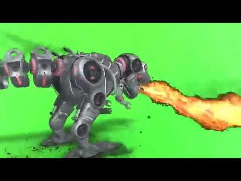 Green Screen - Alev Püskürten Robot T-REX Efekti