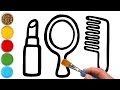 Drawing a Comb and a lipstick for kids | Bolalar uchun oyna va lab bo&#39;yog&#39;ini chizish