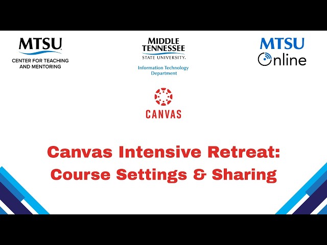 Canvas Intensive Retreat: Course Settings and Sharing
