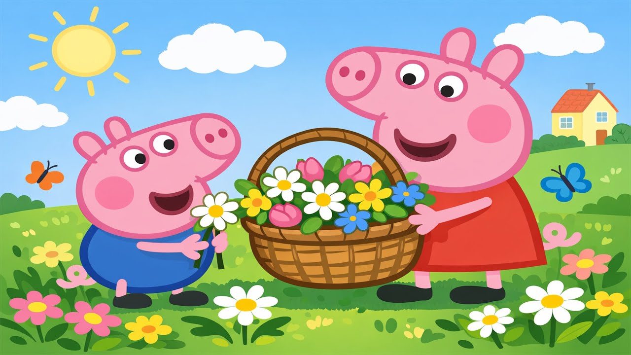 Peppa Pig’s Bright Flower Basket 🧺🌷| A Sunny Flower Day | Peppa Pig Funny Animation