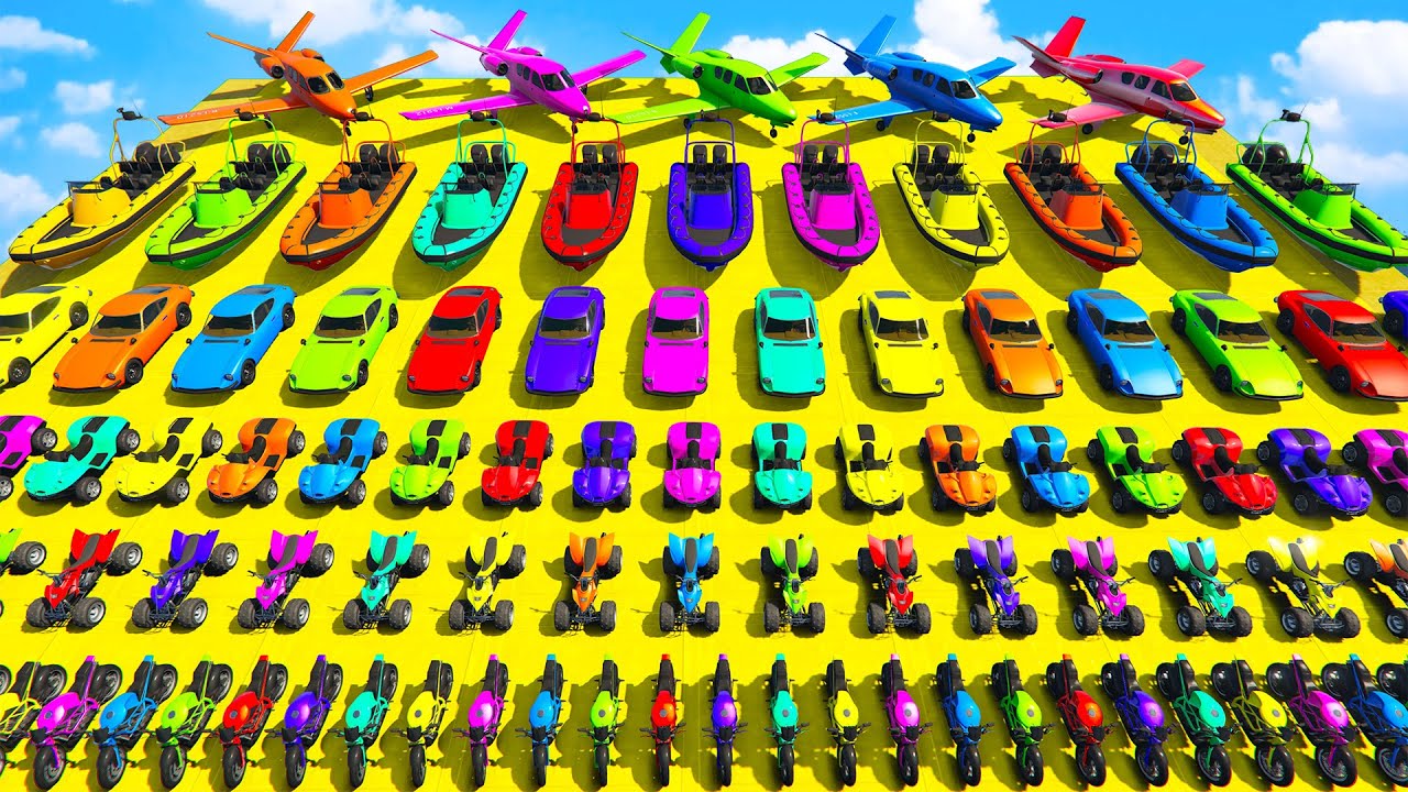 GTA V Mods New Epic Ultimate Stunt Gameplay Challenge SPIDER-MAN With Super Car Motorcycle & Boats