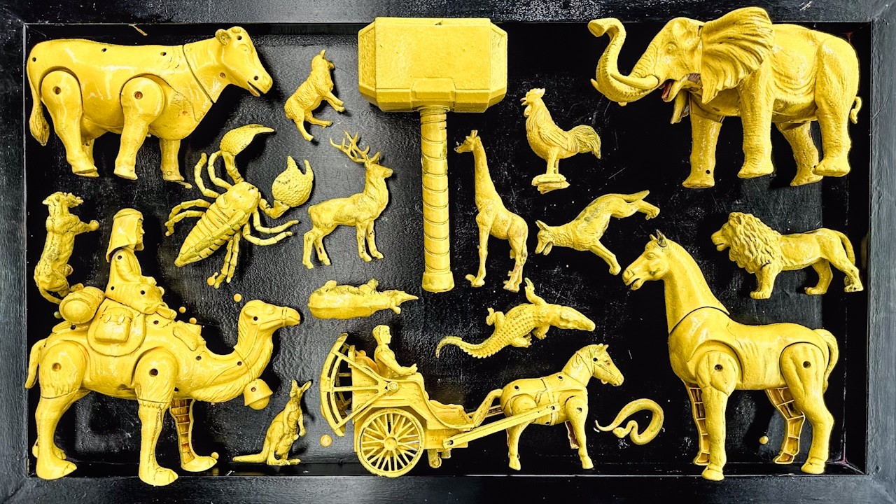 Membersihkan Mainan Hewan, Sapi, Bebek, Angsa, Ayam,Gajah,Simpanse,Singa,Unta,Buaya,Kangguru Part 39