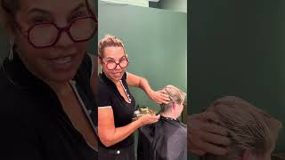 How to create a blond pixie haircut with a dark roots.