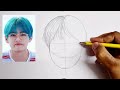 How to draw BTS V Kim Taehyung pencil drawing // BTS Army