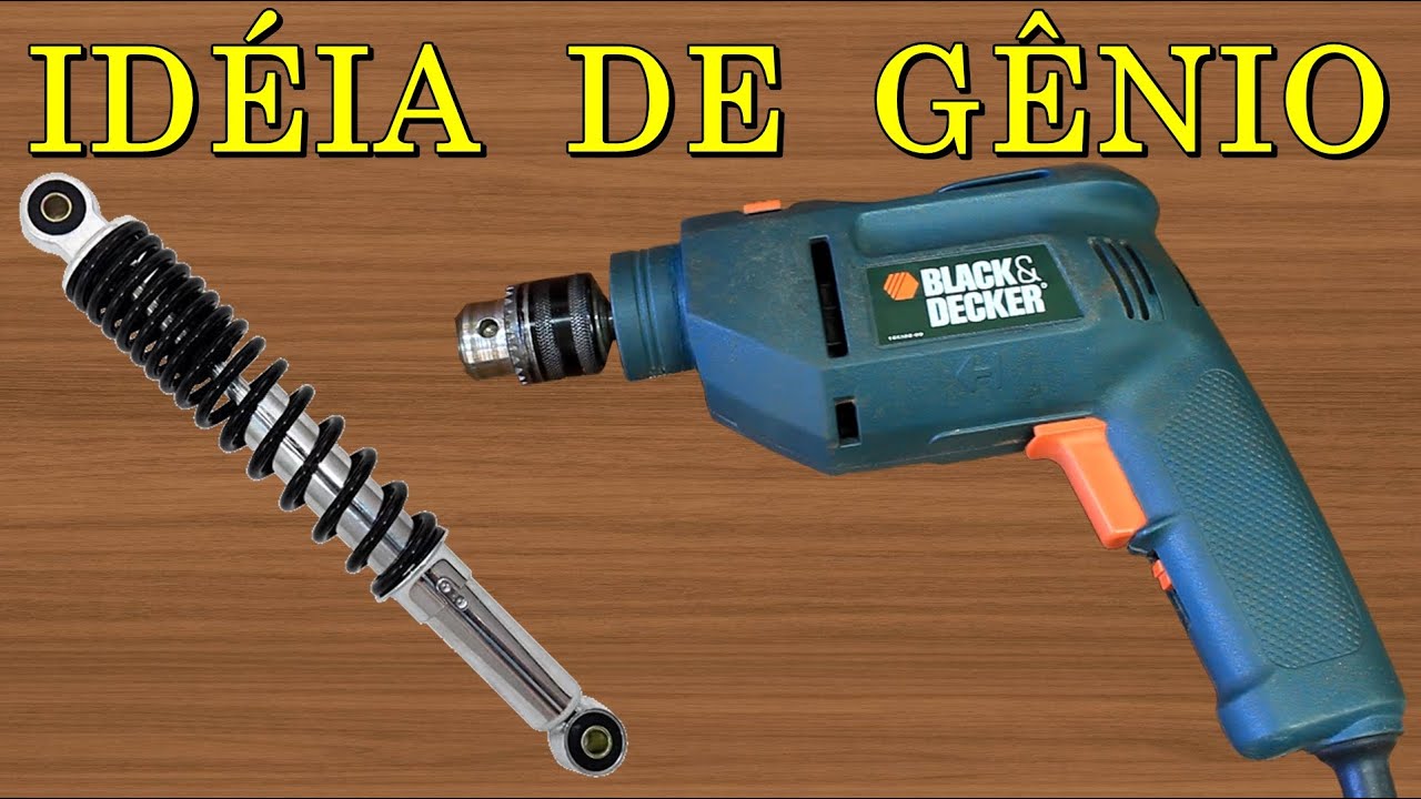 OLHA O QUE ONIVALDO PRUMOLINO FEZ COM FURADEIRA VELHA E AMORTECEDOR DE MOTO VELHO IDEIA INCRIVEL