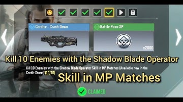 Kill 10 Enemies with the Shadow Blade Operator Skill in MP Matches Call Of Duty Mobile Task Complete