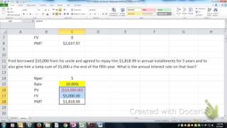 Simple TVM Problems 1 -- Solving for RATE in Excel