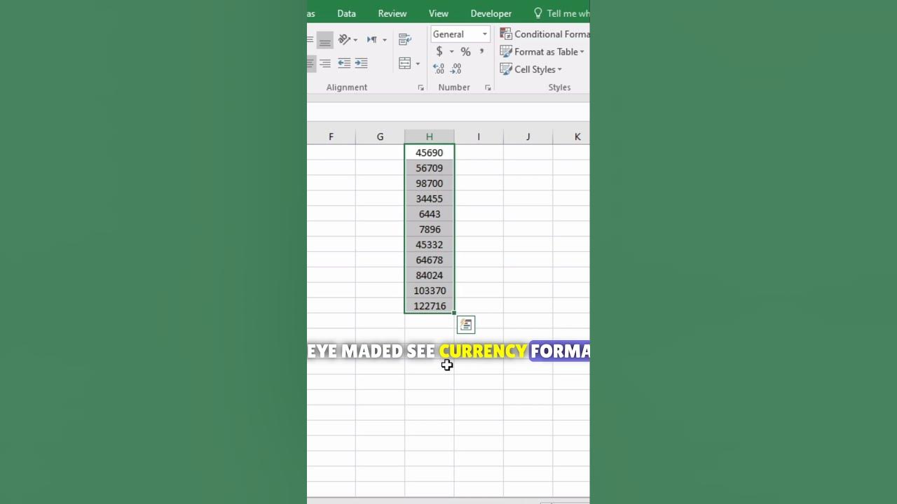 Number convert to currency format in excel shorts excel youtube
