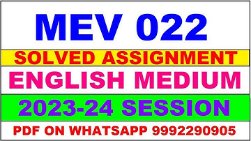 mev 022 solved assignment 2023-24 | mev 22 solved assignment in english 2024 | mev 22 2024
