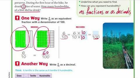 Go Math 4th grade Lesson 9.3 Equivalent Fractions and Decimals