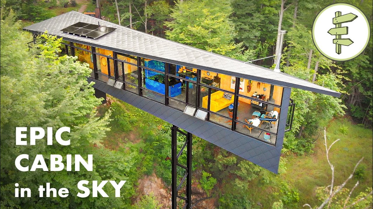 ⁣Architect's Mind-Blowing Cabin Floats 60 Feet Above the Ground – OFF GRID CABIN TOUR