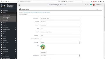 03) School Management System Settings Page