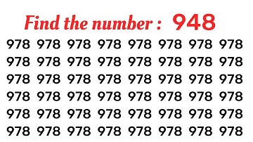 Find the Number "948". Test your eyes. Sharpen your Brain. Focus your mind. Number Challenge.