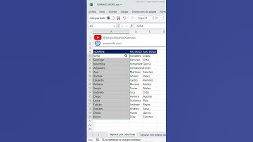 Cómo separar nombres en Excel #shorts