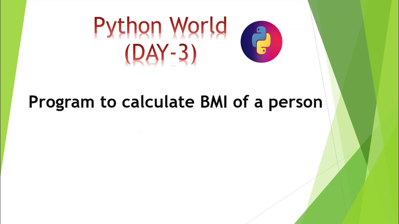 Program to calculate BMI of a person. - YouTube