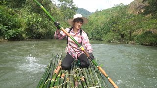 How To Building a Primitive Water Wheel  Cut bamboo trees, arrange stones as pillars  Farm Life