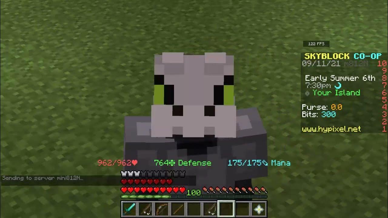 MineCraft Hypixel Skyblock ep. 3 OBTAING THE GRAPPLE HOOK (recipe