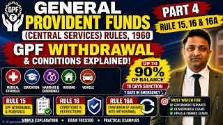 Full GPF Rules 1960 Part 4 | Rule 15, 16 & 16A | GPF Withdrawal Rules Explained, Conversion of Advance Guide