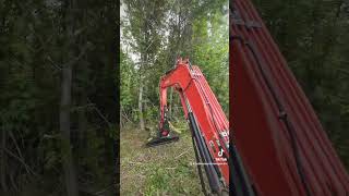 (Part 1 of 4) Cleaning up around a deer camp with vmc brush cutter and Kubota excavator