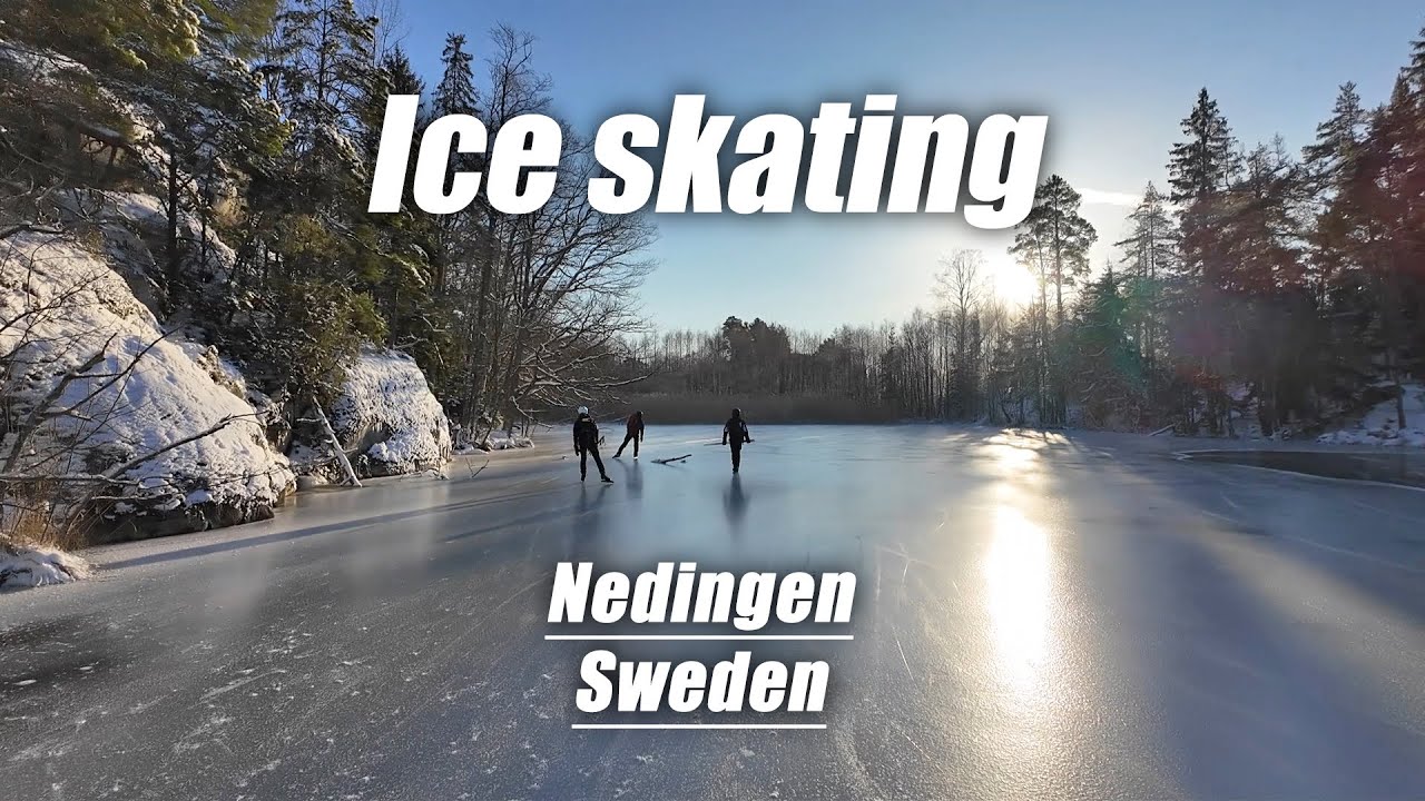 Wild ice skating on Lake Nedingen in Sweden - Långfärdsskridskor på sjön Nedingen i Sverige