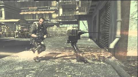 MW3 throwing knife banks off of remote sentry and kills!