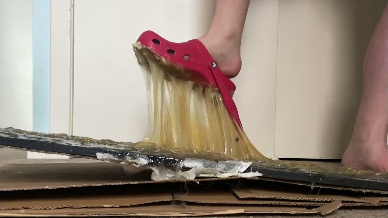 Red Crocs barefoot stuck in sticky Catchmaster Bulk Glue YouTube