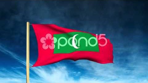 Maldives Flag Slider Style. Waving In The Wind With Cloud Background Animation