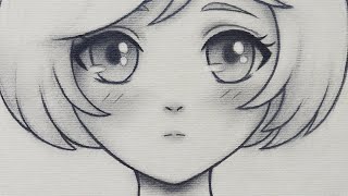 تعلم الرسم بالرصاص : كيف ترسم بورتريه انمي كيوت جدا خطوة بخطوة للمبتدئين