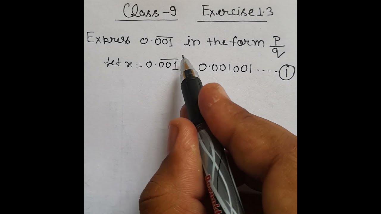 Express 0 001 bar in the form of p q where q 0 class9 ncertsolutions