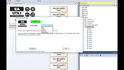 Sparx Enterprise Architect eaUtils add in  sort Elements by Alias in the package