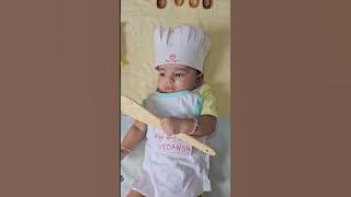 Kitchen theme cute baby chef photoshoot 😍 #cutebaby #babychef #babyshorts #babyphotoideas #babykids