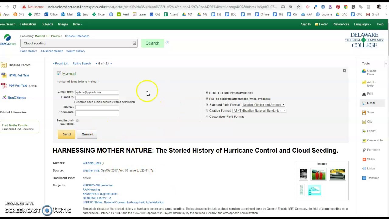 How to Send an Article from a DTCC Database - YouTube