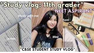 Study vlog diaries: 11th grader PCB student 🌷 Hectic days || 🫧 Study with me || ✨ Avika Goel 👀