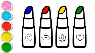 How to draw 4 Beautiful LIPSTICKS for kids | Drawing for children and toddlers