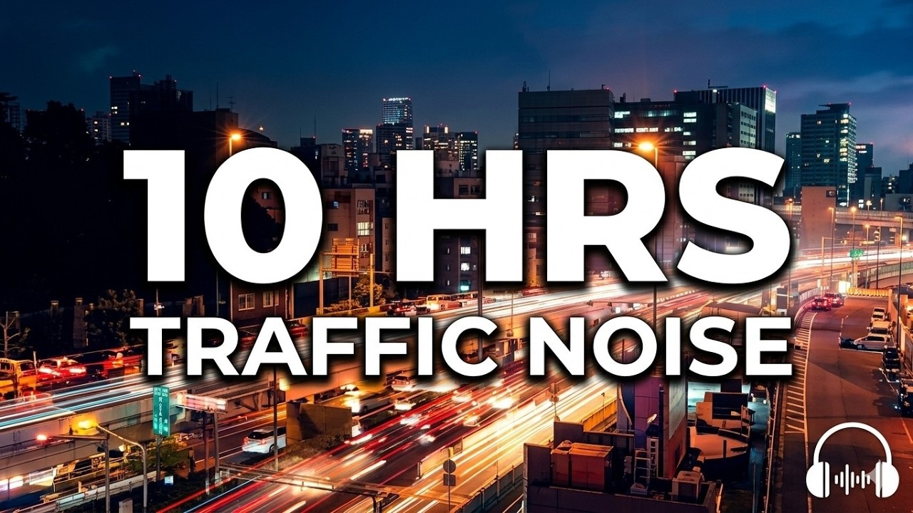 Night Street Sounds & Traffic Noise 🚗 10 HR Black Screen for
