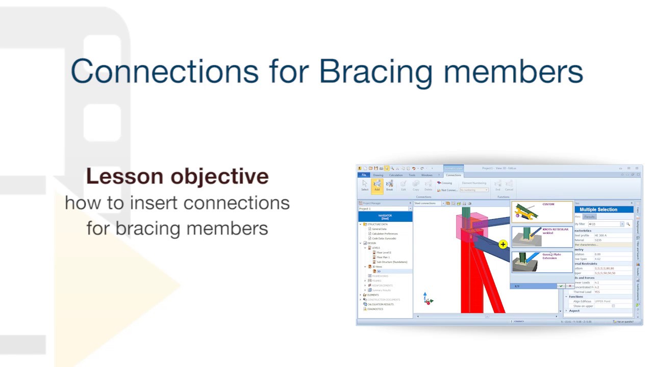 EdiLus Tutorial - Bracings and their connections - ACCA software