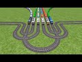 SIX RAILS PASSING BY U-U CROSSING AT CURVED BRANCHED FORKED TRACKS || BEAMNG TRAIN ||#railway