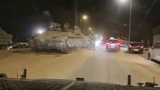 Israeli armored vehicles, including Namer APCs, are moving toward the Gaza Strip border.